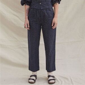 Sugar Candy Mountain Karen Linen Navy Polka Dot Pants Size Large